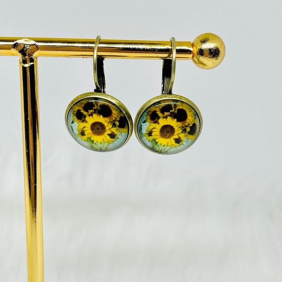 Vintage Feel Floral Print Design Earrings 4 pairs Set - Picture 4 of 9